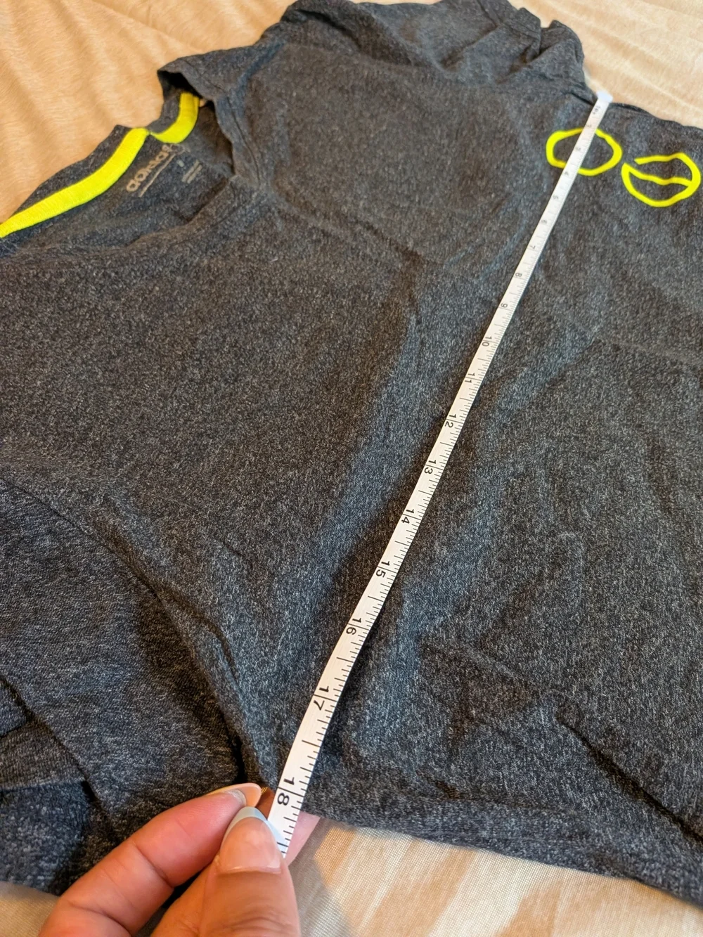 adidas Neo Heather Dark Gray Crewneck Tee with Yellow Trim